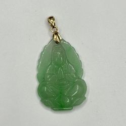 18k Gold Jade Buddha Pendant Necklace
