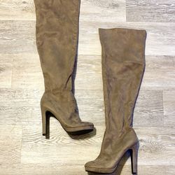 Brown Over the Knee Suede Boots - Size 7