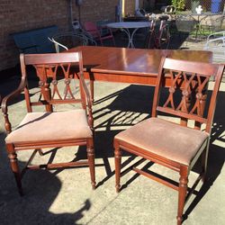 Vintage Mahogany Table With Leaf & 6 Chairs