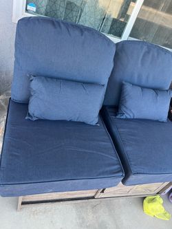 2-Piece Outdoor Deep Seat Cushion with Small Pillow in Navy for Patio Couch and Sofa