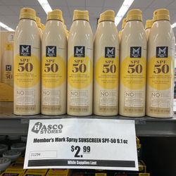 Member’s Mark Spray Sunscreen Water Resistant SPF-50 9.1 OZ
