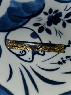 Vintage Art Deco Revival Bar Brooch Black Enamel Gold Tone Geometric Sunburst Pin