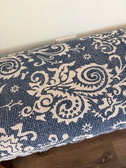 Blue and White Paisley Woven Bench