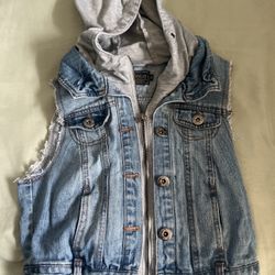 Kid Jean Vest With Hoodie