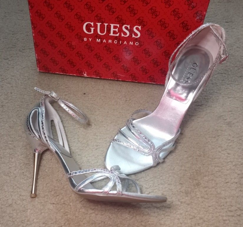 Guess by Marciano Formal Silver Stileto Heels 9