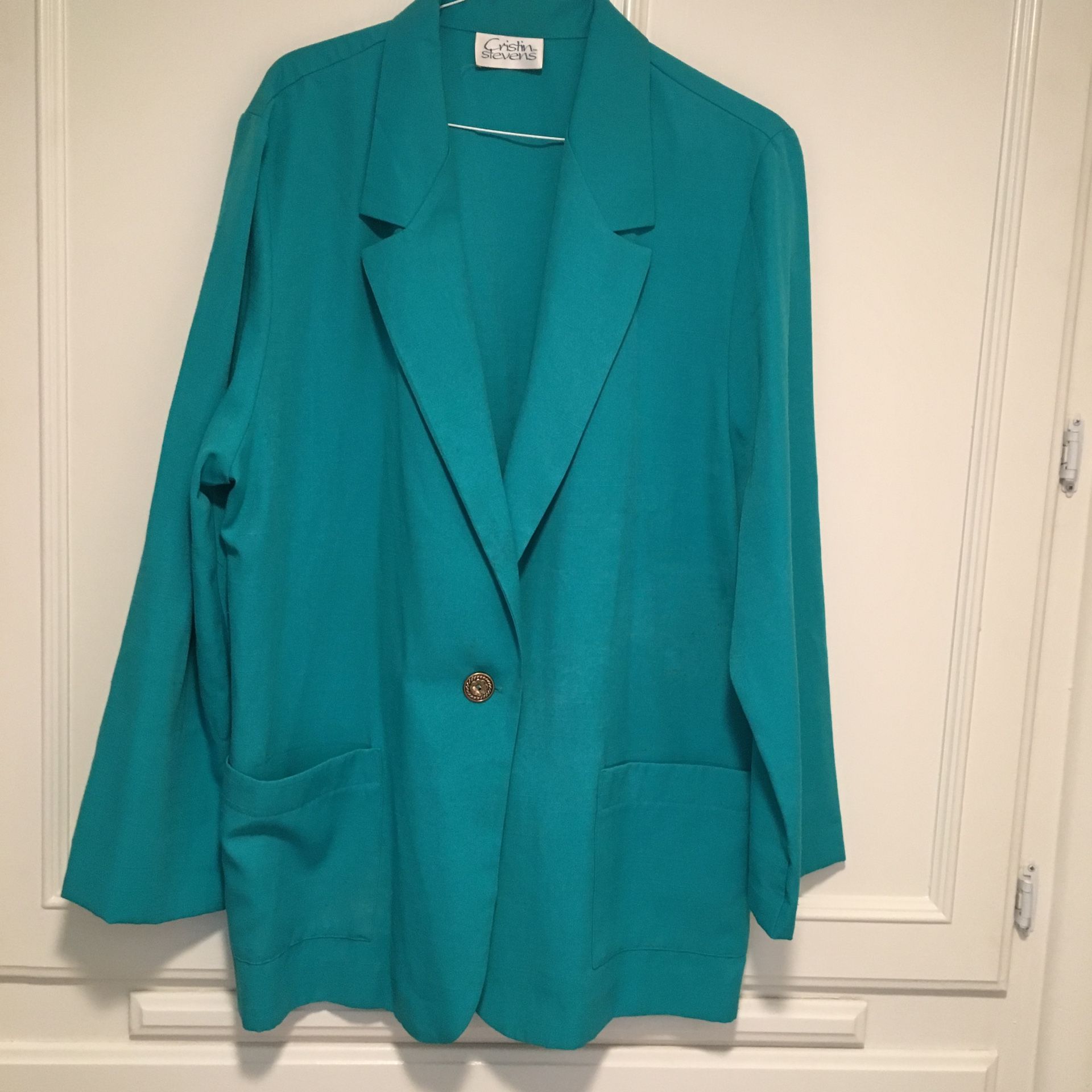 Woman’s lightweight turquoise jacket/blazer size Large