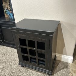 Hand-finished Wood Side Table / Cabinet - Rustic Stained & Black Painted