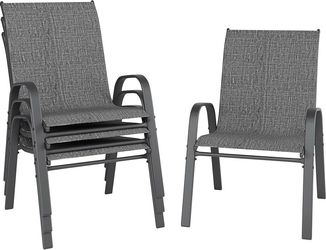 Patio Chairs Set of 4, Outdoor Dining Chairs Stackable for All Weather, Breathable Metal Modern Outside Furniture Chair for Pool Side, Garden, Backyar
