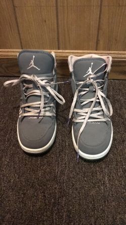 Nike Air Jordan Girl's Hightop Sneaker (US4.5) Gray/White/Dark Pink
