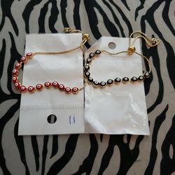 Red & Black Evil Eye Adjustable Bracelet 