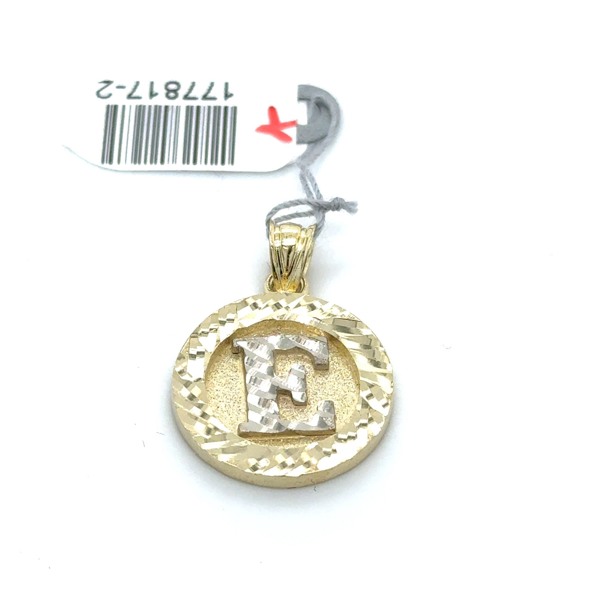 10kt Gold Round Diamond Cut Circle Letter E Pendant 2.10grams 177817 2