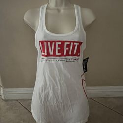 Live Fit LVFT White Womens Workout Tank Top Medium NEW