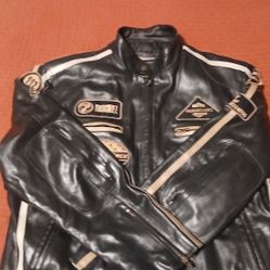 Vintage Brogniez Superior NY Leather Motorcycle Jacket - Size L - Retro Biker Style