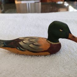 D & J Fuller Cedar Duck Company Mallard Decoy Miniature Hand Carved Painted 1993