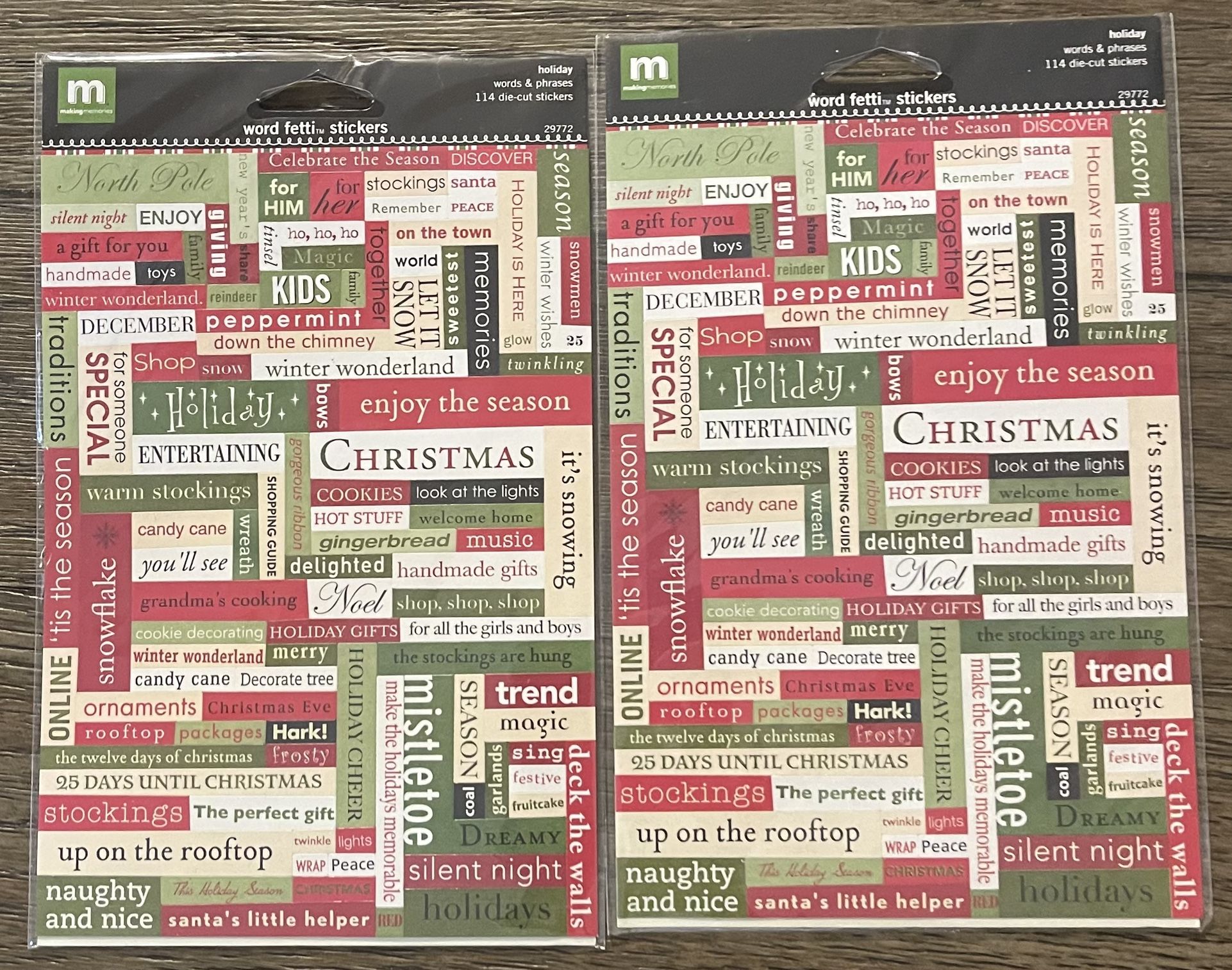 Making Memories Word Fetti Stickers 2pk New