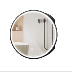 24 in Round Metal LED Bathroom Medicine Cabinet with Mirror