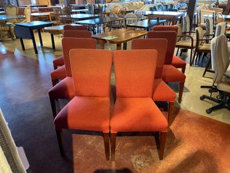 Red Textured Upholstered Dining Chairs (Set of 8)