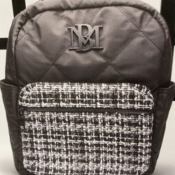 NWT BADGLEY MISCHKA Big Diamond Quilted Nylon Wool Computer Backpack Black White