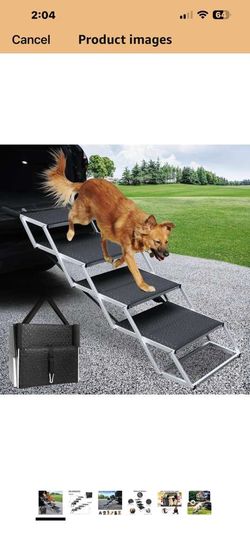 Dog Ramp for Car, 4-Step Folding Dog Stairs, Aluminum, Black, Supports Up to 250 Lbs   56 $$45