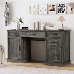 Brand New 60” Farmhouse Desk Wood Desk with File Cabinet