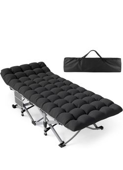Camping Cot for Adults, Heavy-Duty Portable Cot Bed with Mattress, Foldable Padded Sleeping Cots for Camping Travel Tent Day Bed Outdoor & Home Guest,