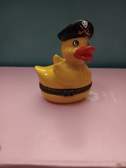 Vintage Porcelain Pirate Duck Trinket Box