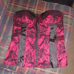 Women's Charlotte Russe Corset Lingerie Top Size L Red And Black 