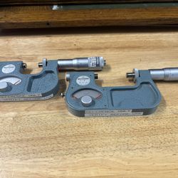 2pc Mitutoyo 510-105 & 106 Indicating 0-1, 2” Micrometer .0001" Calibrated 6/25 Machinist tool Cnc