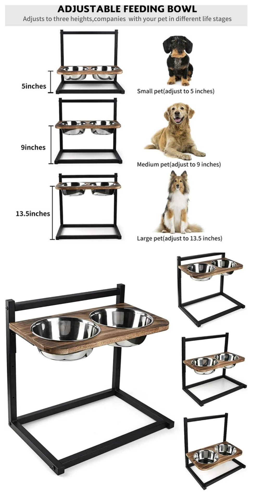Sfugno Dog Food Bowls Adjustable