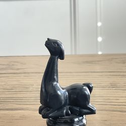 Rare Obsidian Carved Deer Figurine, Handcrafted, Symbol of Good Fortune