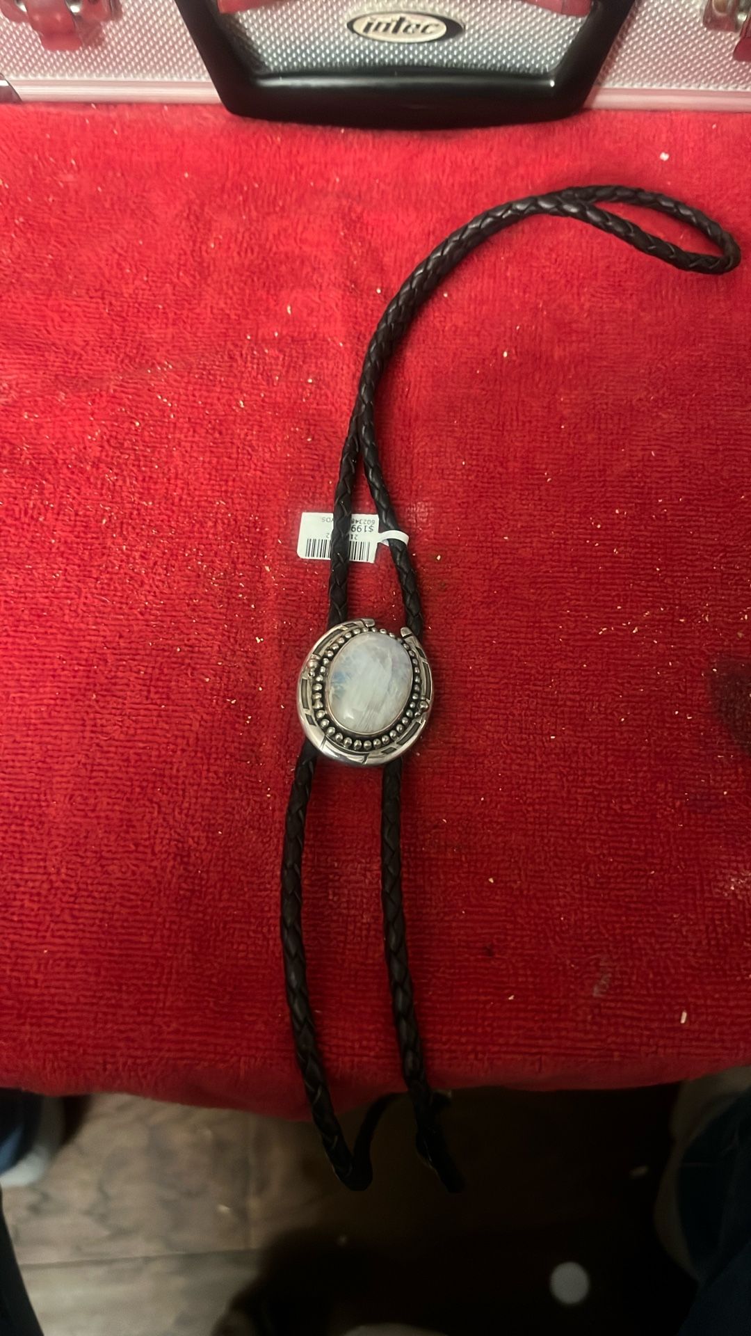 925 Silver Moonstone Leather Bolo Necklage