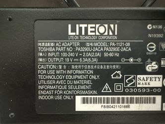 Toshiba PA-1121-08 - 120W 19V 6.32A AC Adapter Includes Power Cable
