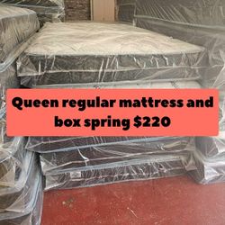 Queen Regular Mattress And Box Spring 