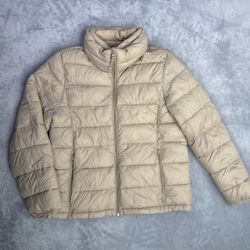 Abercrombie & Fitch Women's Jacket Size M Tan Puffer Water & Wind Resistant