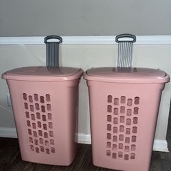  Plastic Laundry Hamper, Blush Pink, Set of 2