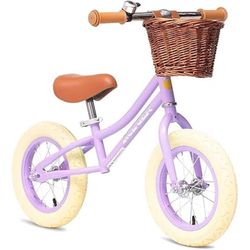 New 12" Girls Balance Bike with Basket (Light Purple)
