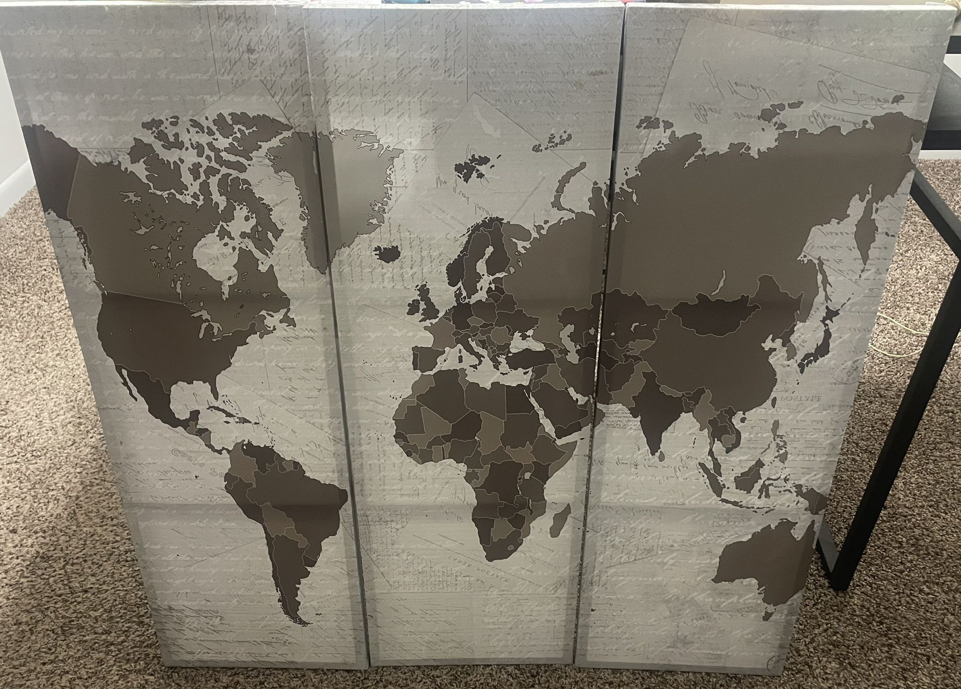 World Map Canvas (3 Piece)