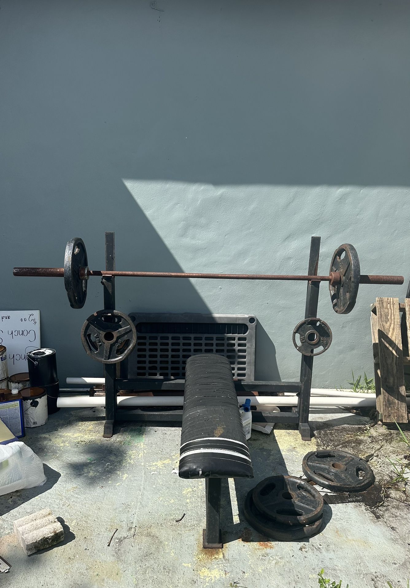Weight Bench Weights And Bar