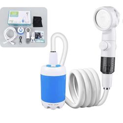 Portable Camping Shower Outdoor Camp Shower Pump, Rechargeable Outdoor Shower Head Sprayer with Digital Display, Rechargeable Electric Shower Pump for