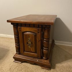 Real Solid Wood End Table / Nightstand with Storage