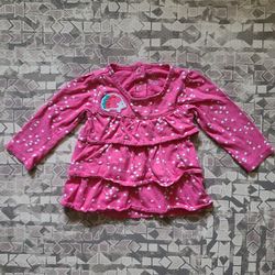 Carter's 12M Girl's Long Sleeve Pink Layered Top with Polka Hearts and Hedgehog