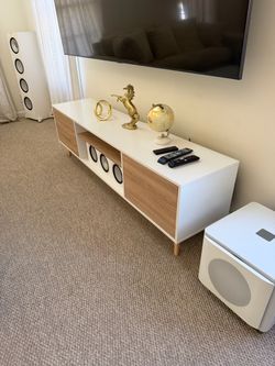 Modern White and Wood TV Stand Console