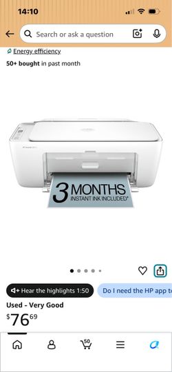 HP Printer 2728e with new unopened box of ink.