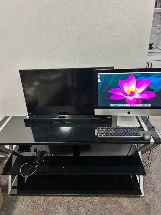 TV … Glass Tv Stand … And Pc 