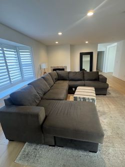 Large Dark Gray U-Shaped Sectional Sofa