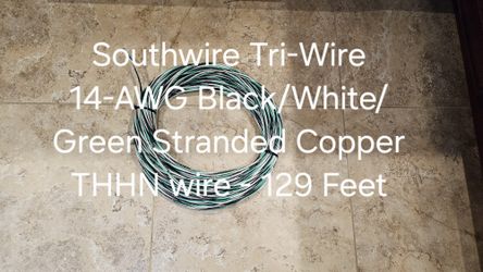Southwire Tri-Wire 14-AWG Black/White/Green Stranded Copper THHN wire - 129 Feet