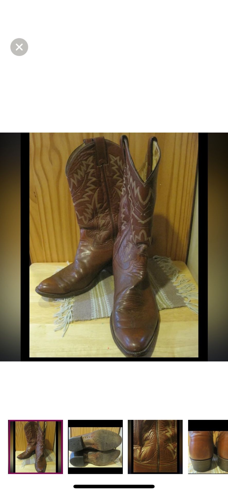 VINTAGE Men's Genuine Brown LeatherJUSTIN Cowboy BootsSize: 8.5 D Men's fabulous vintage boots were well made in the U.S.A. great embroidery on the