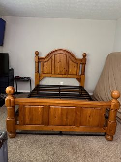 Solid Pine Wood Queen Bed Frame