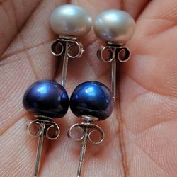 Real Pearl's Sterling Silver Earrings 