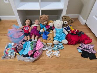 18" My Life Dolls, Build-A-Bears, and cubicle shelves/ doll house
